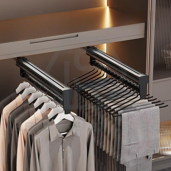 Heavy Duty Pull Out Pants Hanger Rack - Wardrobe Sliding Trouser Rail