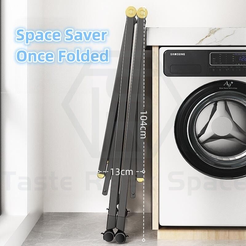 Aluminium Winged Clothes Airer - Foldable Garment Drying Rack with Lockable Wheels