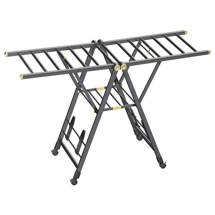 Aluminium Winged Clothes Airer - Foldable Garment Drying Rack with Lockable Wheels