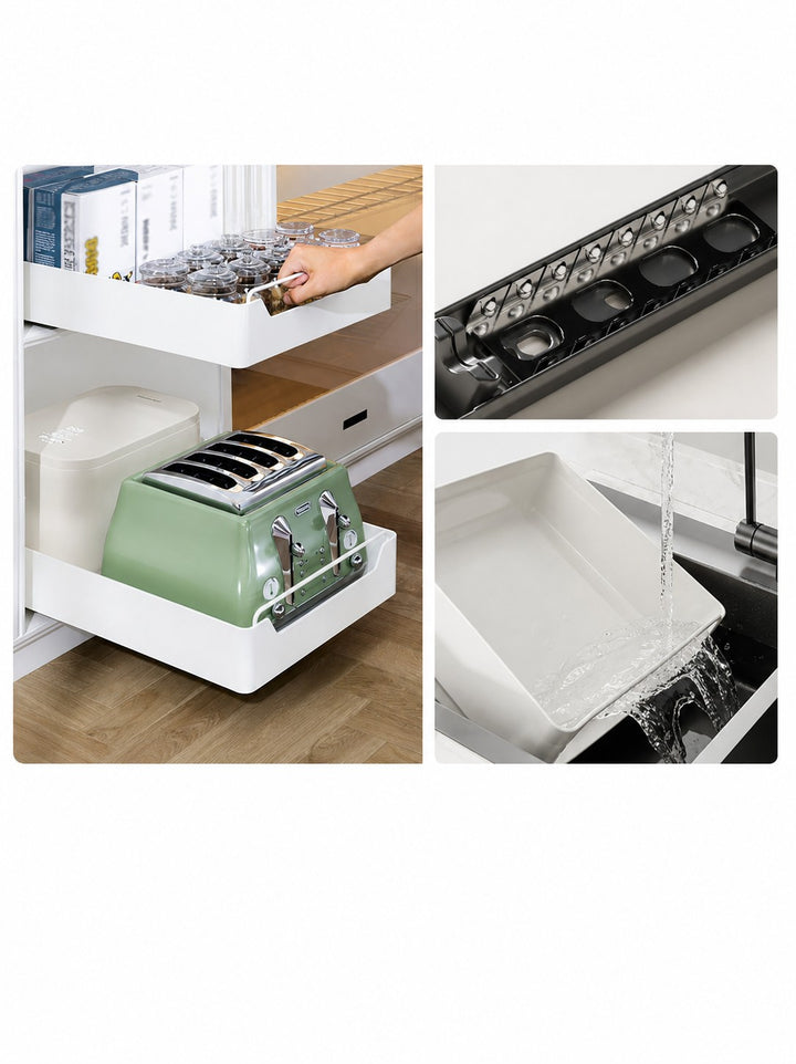Kitchen Cabinet Storage Organiser Pull-Out Storage Basket Carbon steel with painted finish